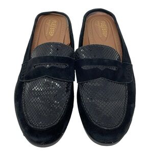 Flex Step Flats Women's 9 Black Leather Bass Nicole Loafers Slip On Shoes